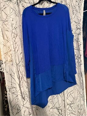 Melissa McCarthy Royal Blue Asymmetric Long-Sleeve Top